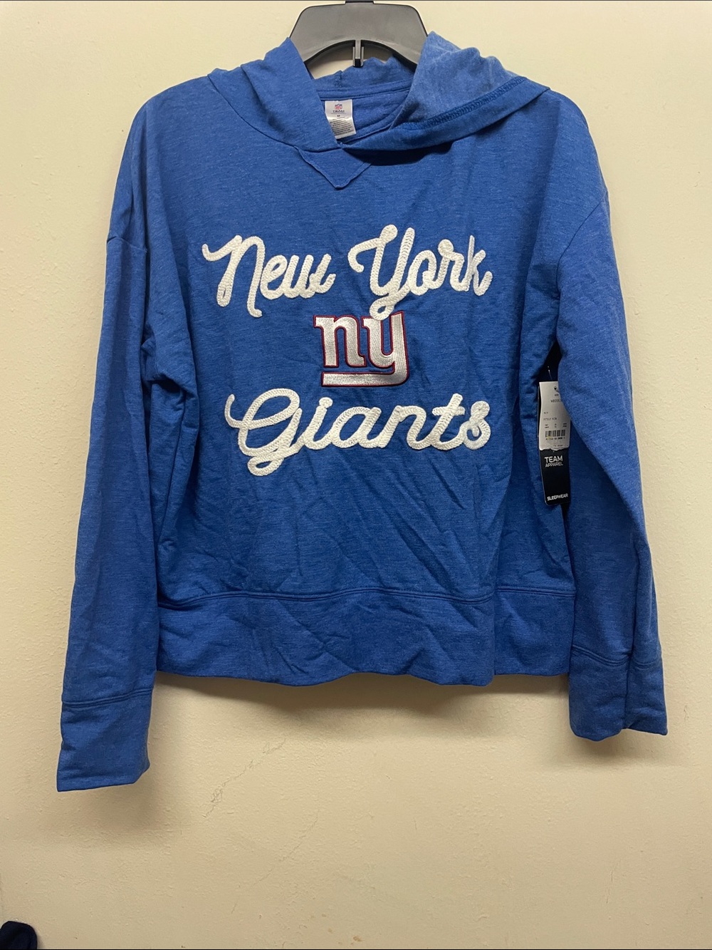 New York Giants Blue Hooded Pullover Sweatshirt | Size M